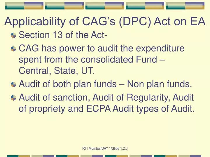 applicability of cag s dpc act on ea