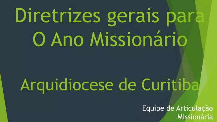 diretrizes gerais para o ano mission rio arquidiocese de curitiba