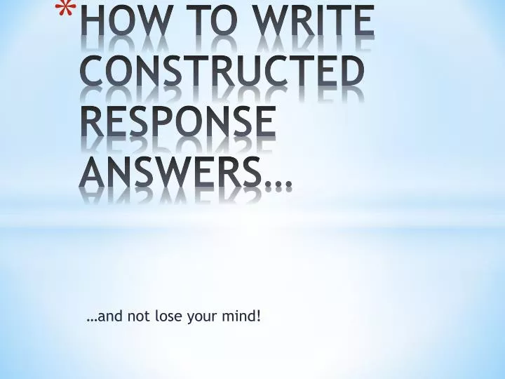 how to write constructed response answers