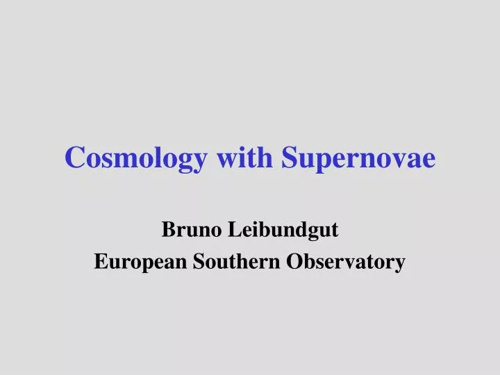 cosmology with supernovae