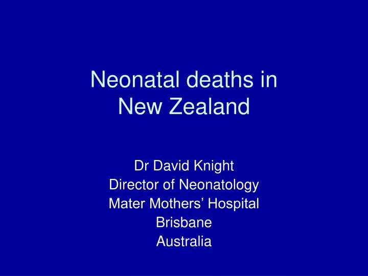 neonatal deaths in new zealand