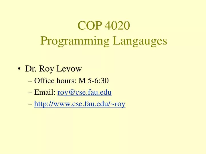 cop 4020 programming langauges