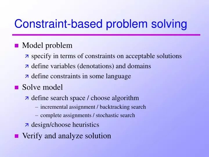 constraint based problem solving