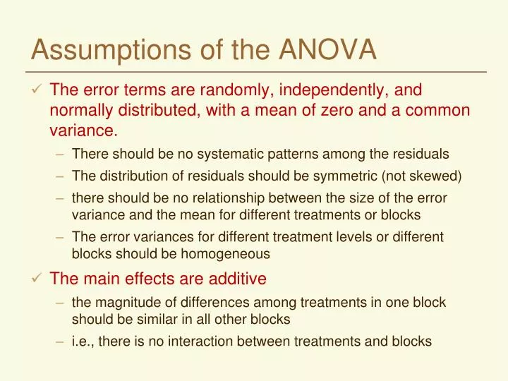 assumptions of the anova