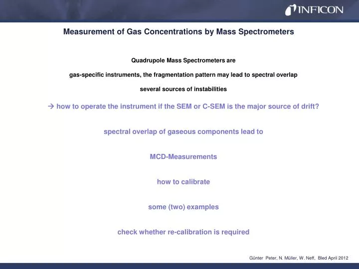 measurement of gas concentrations by mass spectrometers