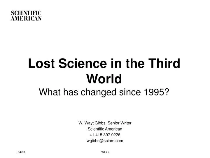 lost science in the third world what has changed since 1995