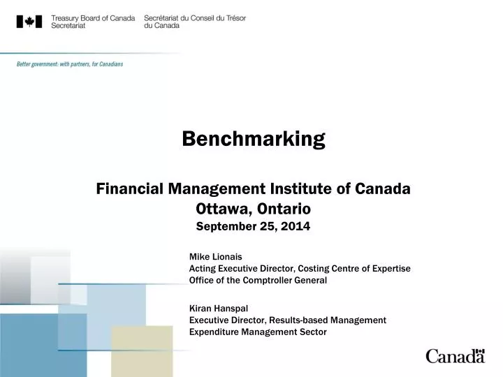 benchmarking financial management institute of canada ottawa ontario september 25 2014