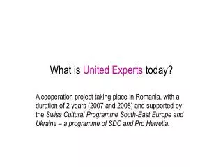 What is United Experts today ?