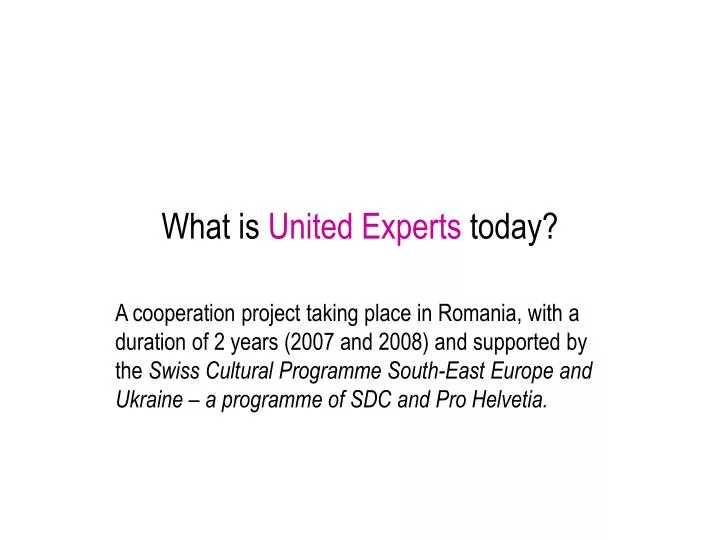 what is united experts today