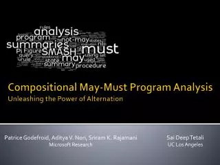 Compositional May-Must Program Analysis Unleashing the Power of Alternation