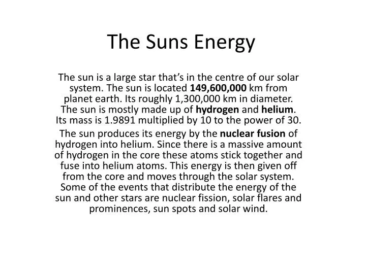 the suns energy