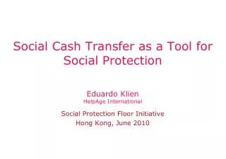 Social Cash Transfer as a Tool for Social Protection