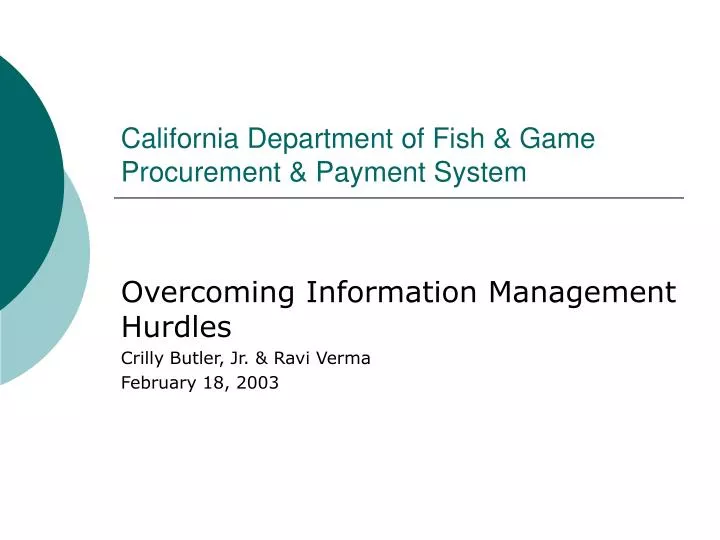california department of fish game procurement payment system