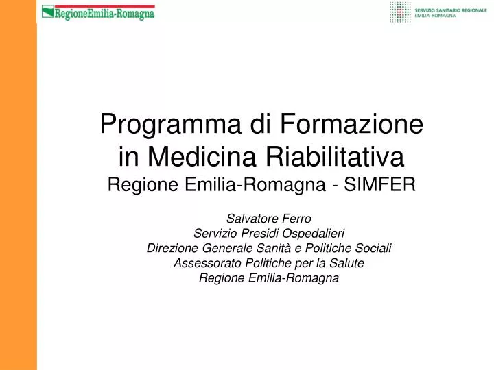 programma di formazione in medicina riabilitativa regione emilia romagna simfer