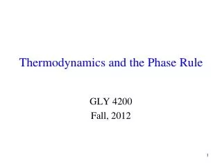 Thermodynamics and the Phase Rule