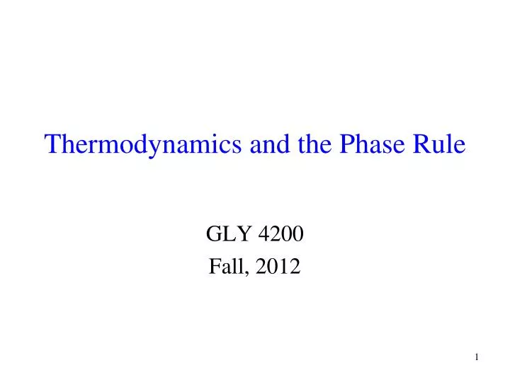 thermodynamics and the phase rule