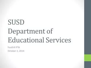 SUSD Department of Educational Services