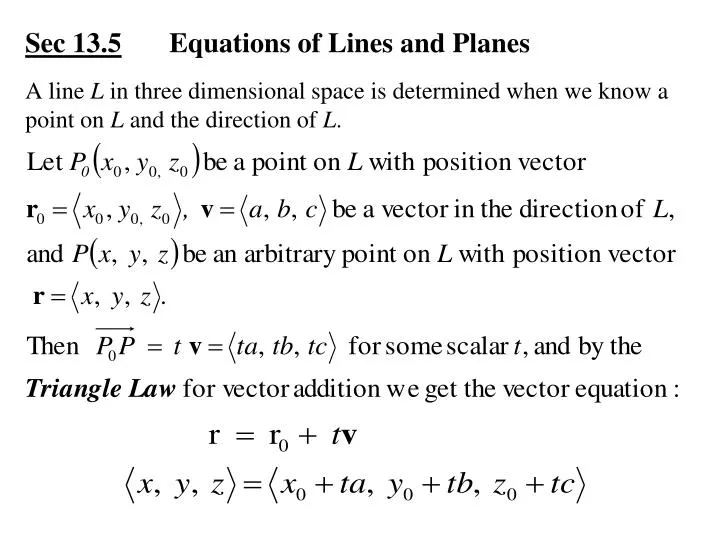 sec 13 5 equations of lines and planes