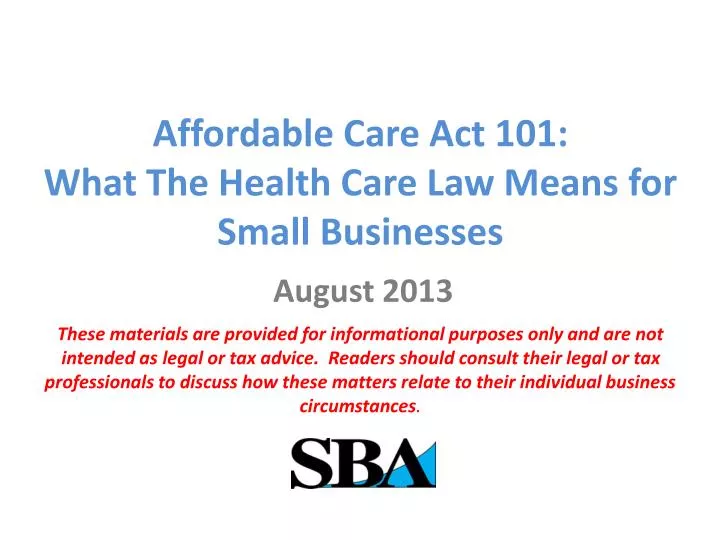 affordable care act 101 what t he health care law means for small businesses