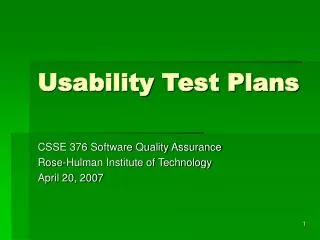 Usability Test Plans