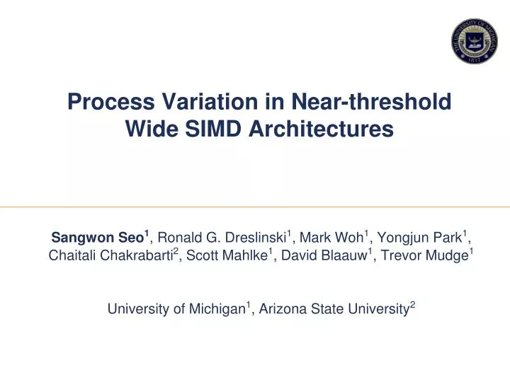 process variation in near threshold wide simd architectures