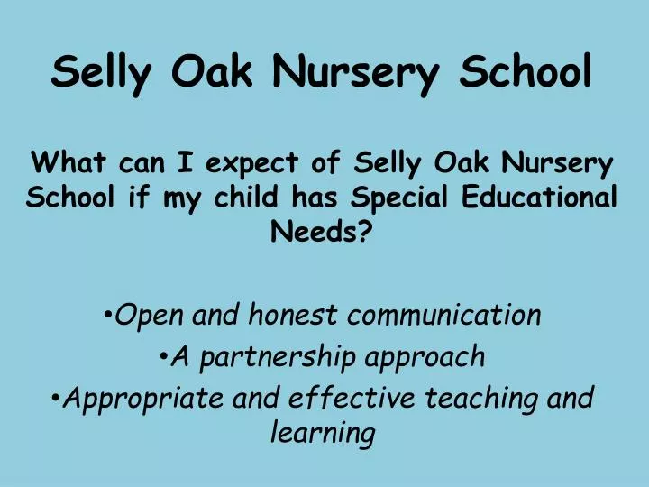 selly oak nursery school