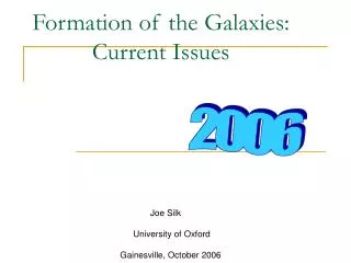Formation of the Galaxies: Current Issues