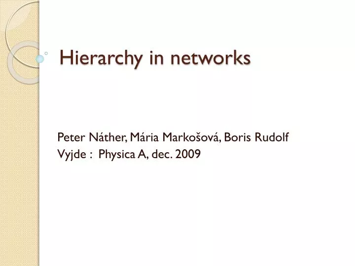 hierarchy in networks