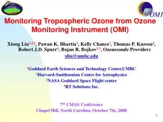 Monitoring Tropospheric Ozone from Ozone Monitoring Instrument (OMI)