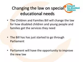 Changing the law on special educational needs