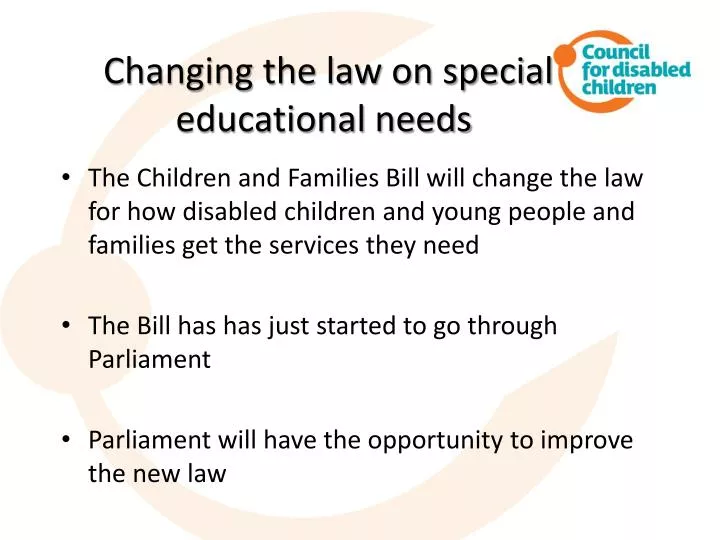 changing the law on special educational needs