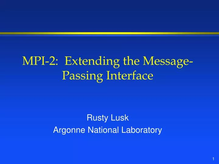mpi 2 extending the message passing interface