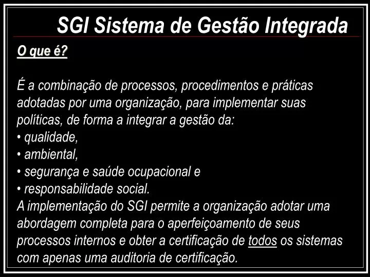 sgi sistema de gest o integrada