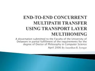 end to end concurrent multipath transfer using transport layer multihoming