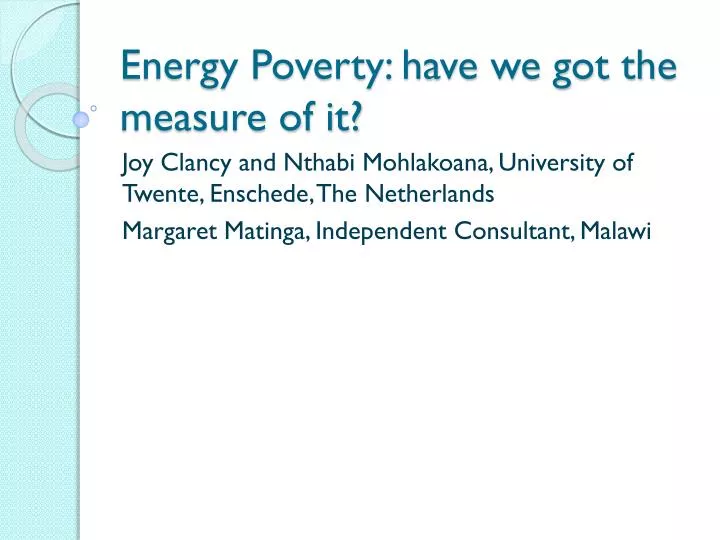 energy poverty have we got the measure of it
