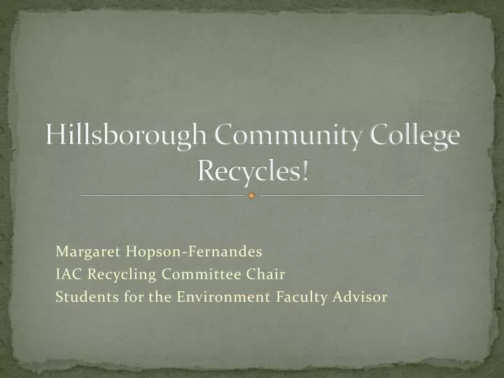 hillsborough community college recycles