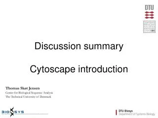 Discussion summary Cytoscape introduction