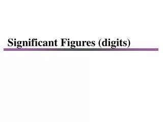 Significant Figures (digits)