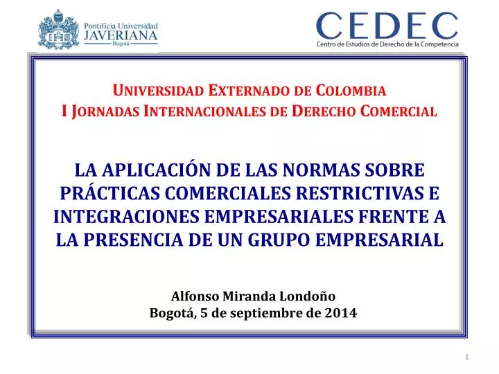 universidad externado de colombia i jornadas internacionales de derecho comercial
