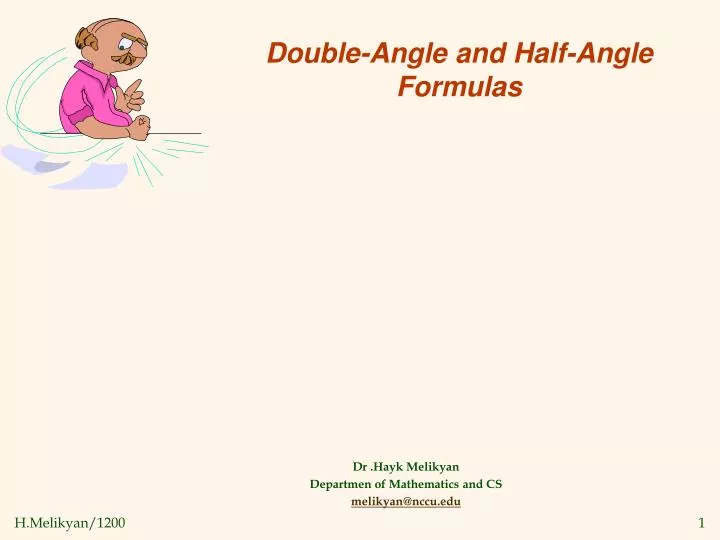 double angle and half angle formulas