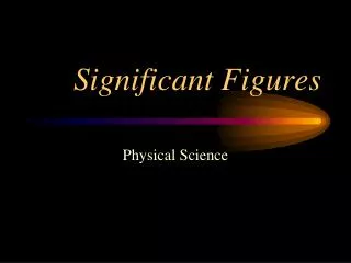 Significant Figures