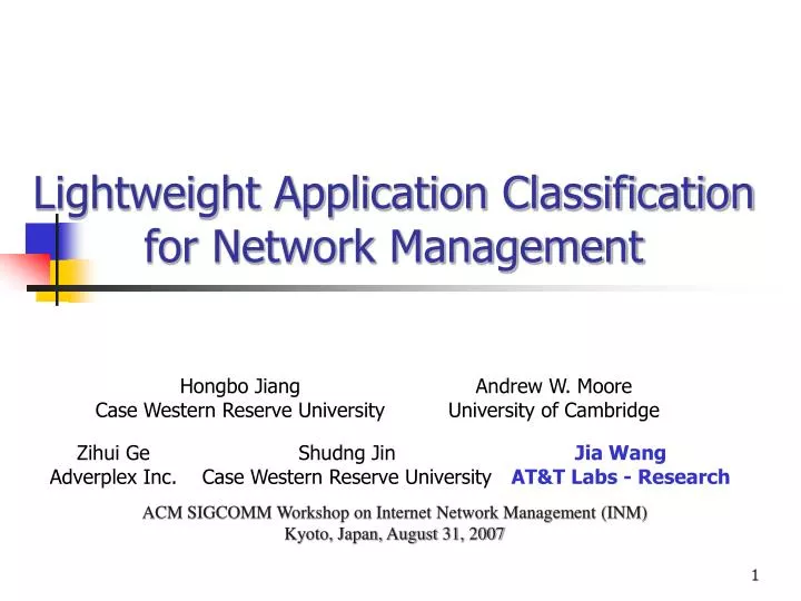 lightweight application classification for network management