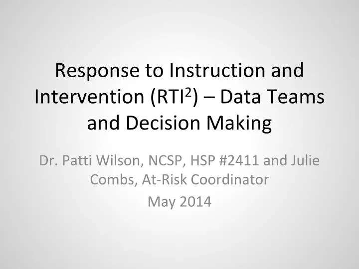response to instruction and intervention rti 2 data teams and decision making
