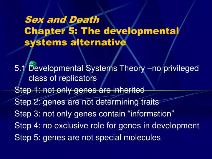 sex and death chapter 5 the developmental systems alternative