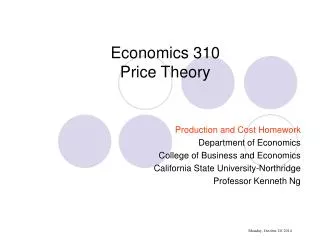 Economics 310 Price Theory