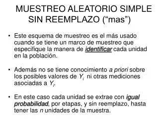 muestreo aleatorio simple sin reemplazo mas