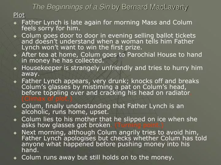 the beginnings of a sin by bernard maclaverty