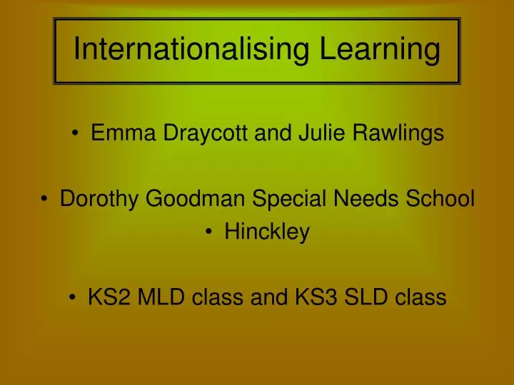 internationalising learning