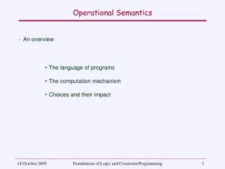 Operational Semantics