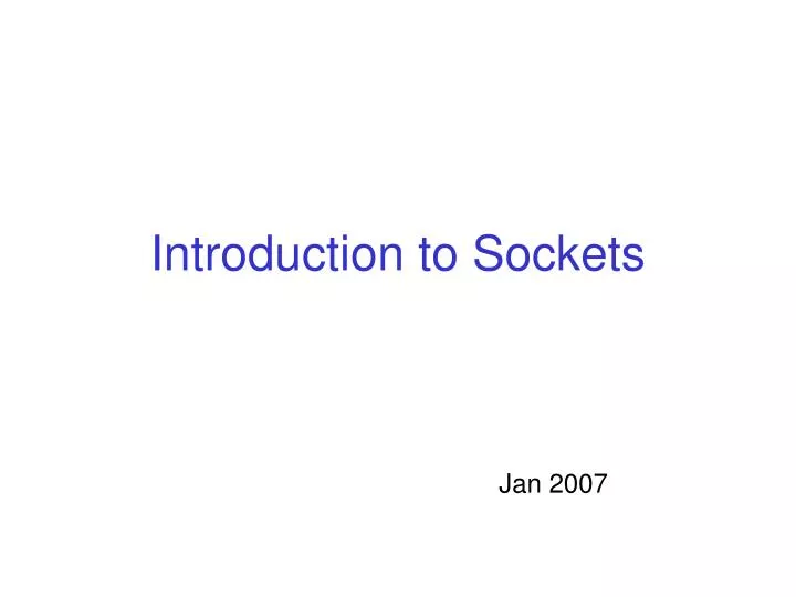 introduction to sockets